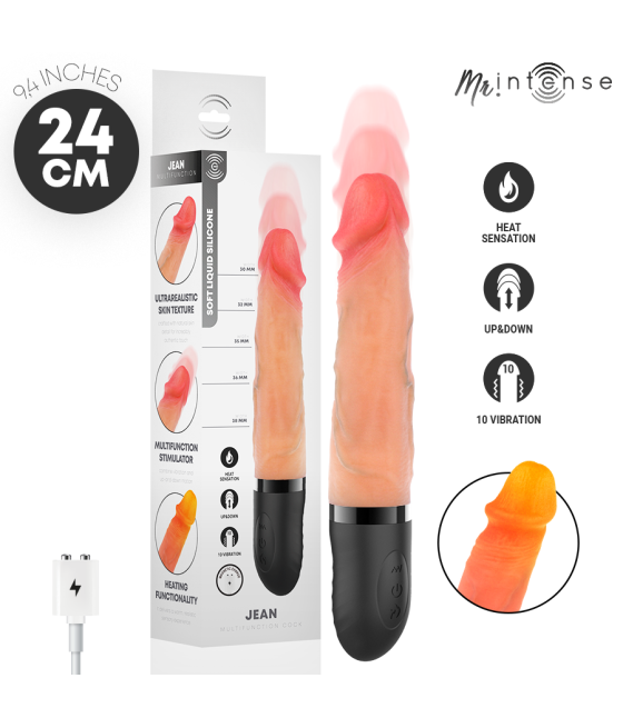 MR INTENSE - JEAN VIBRADOR UP&DOWN SILICONA CON EFECTO CALOR 24 CM -Ø- 3.8 CM