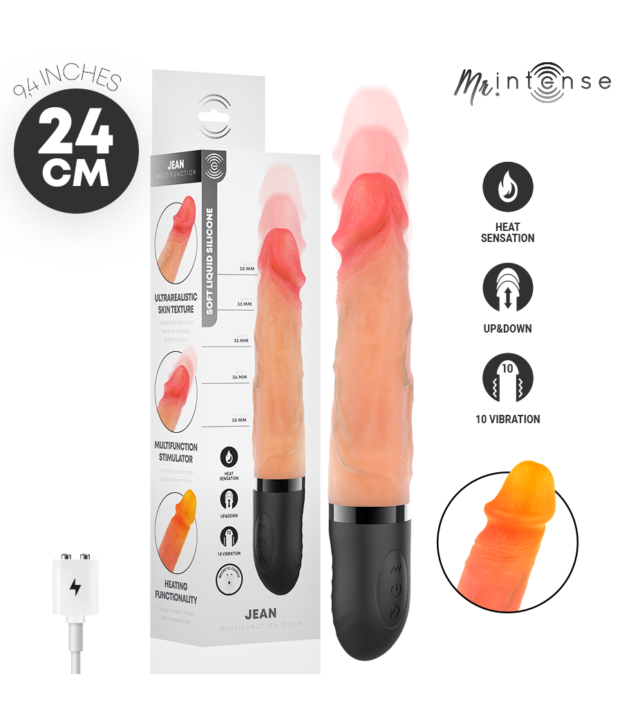 MR INTENSE - JEAN UP&DOWN VIBRATOR SILICONE WITH HEAT EFFECT 24 CM -Ø- 3.8 CM