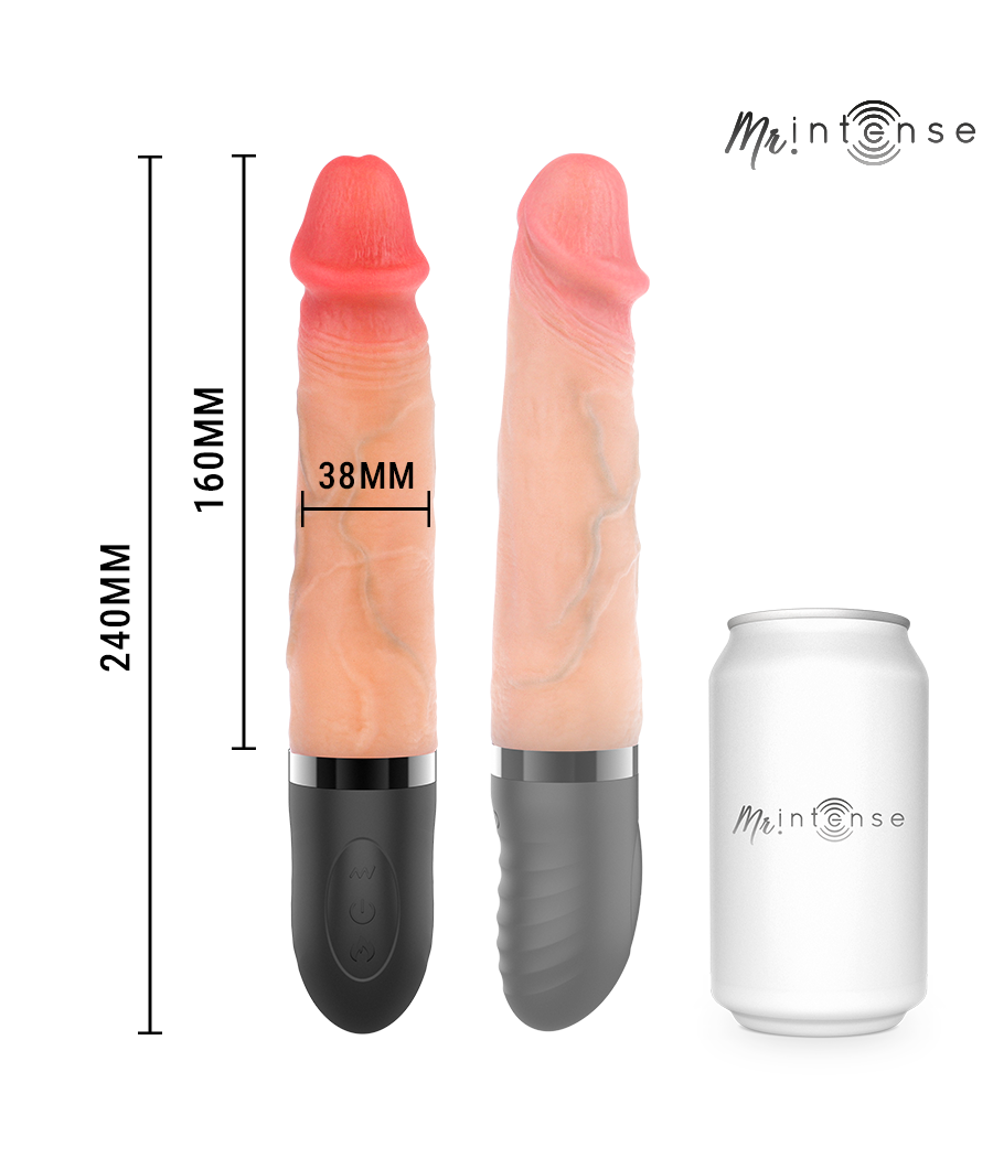MR INTENSE - JEAN VIBRATEUR HAUT ET BAS EN SILICONE AVEC EFFET CHAUFFANT 24 CM -Ø- 3,8 CM