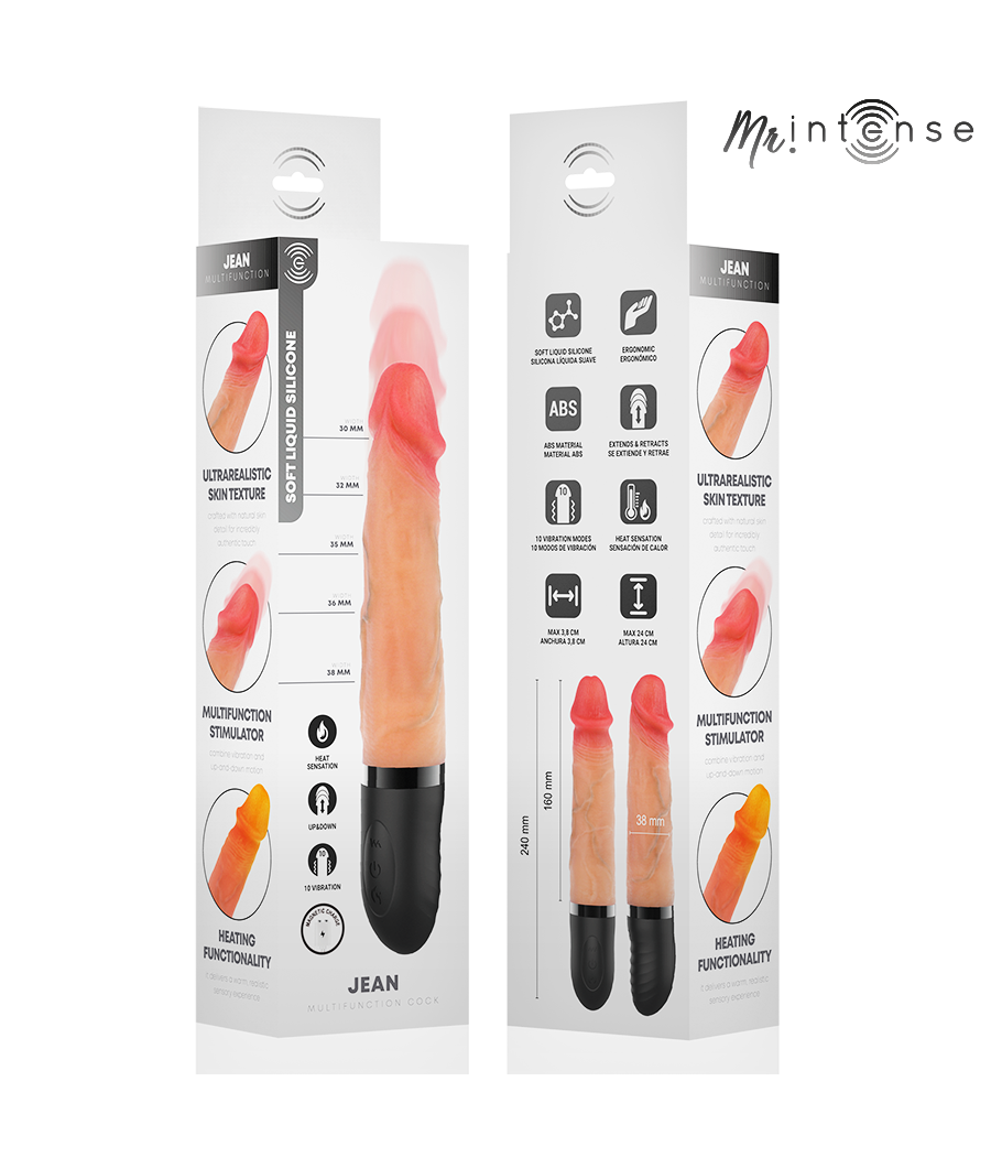 MR INTENSE - JEAN VIBRATEUR HAUT ET BAS EN SILICONE AVEC EFFET CHAUFFANT 24 CM -Ø- 3,8 CM