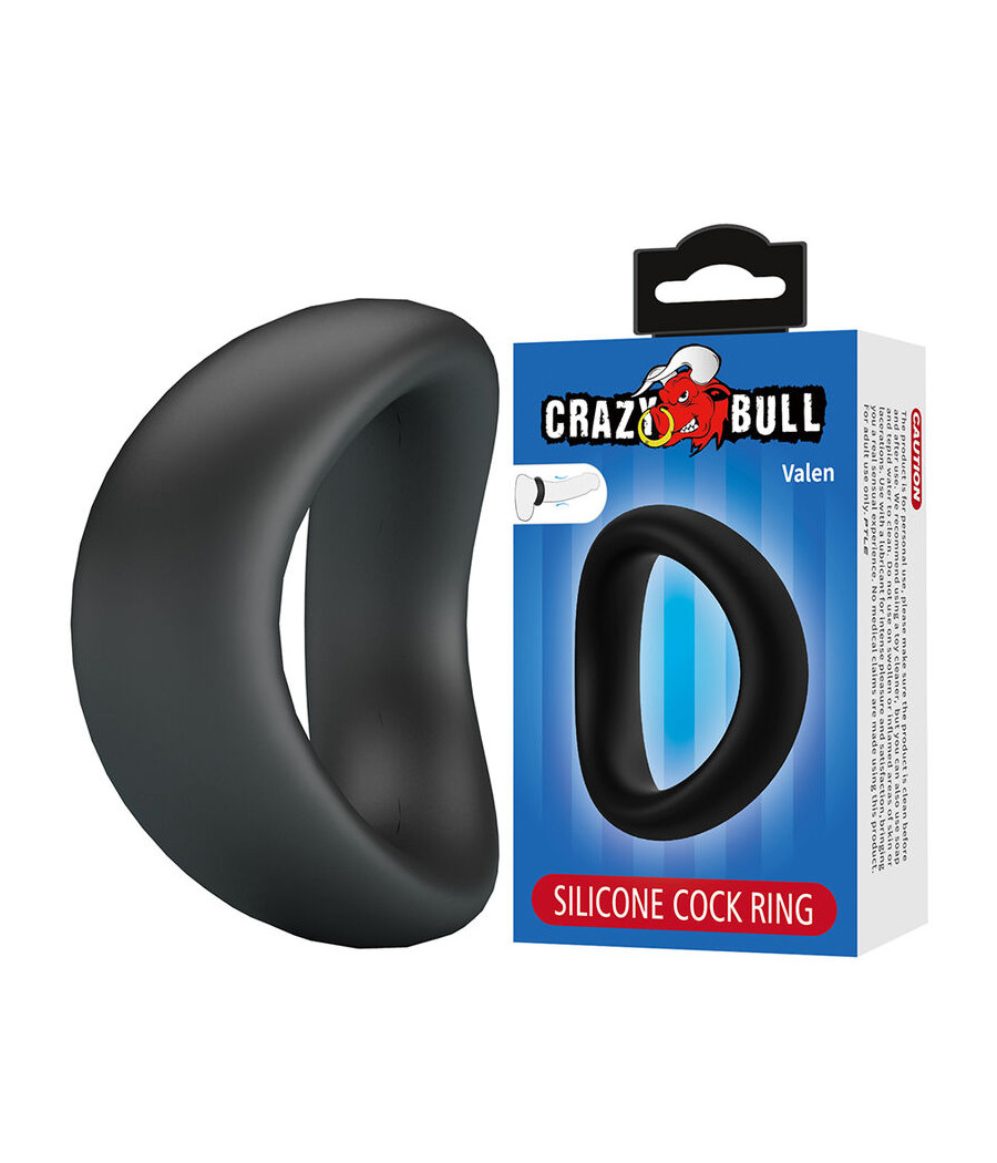 CRAZY BULL - ANEL PENIANO ERGONÔMICO DE SILICONE VALEN PRETO