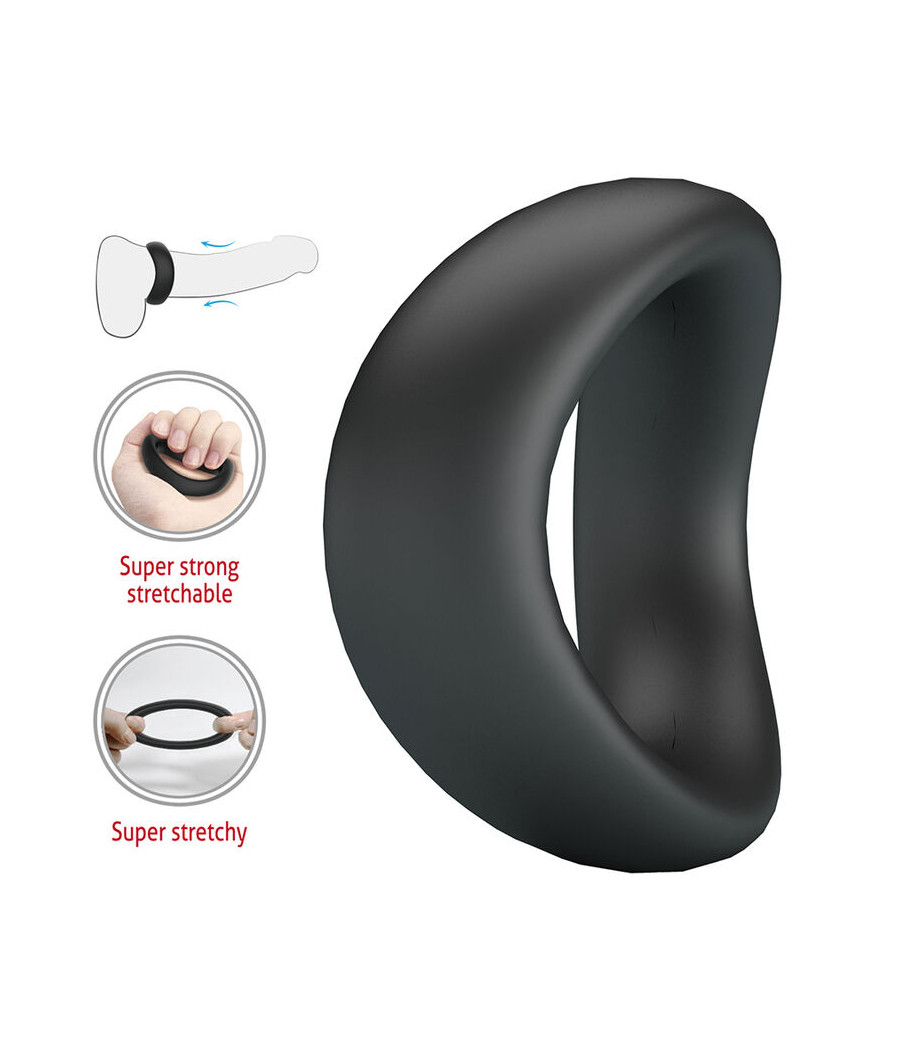 CRAZY BULL - VALEN ANILLO PARA PENE ERGONÓMICO SILICONA NEGRO