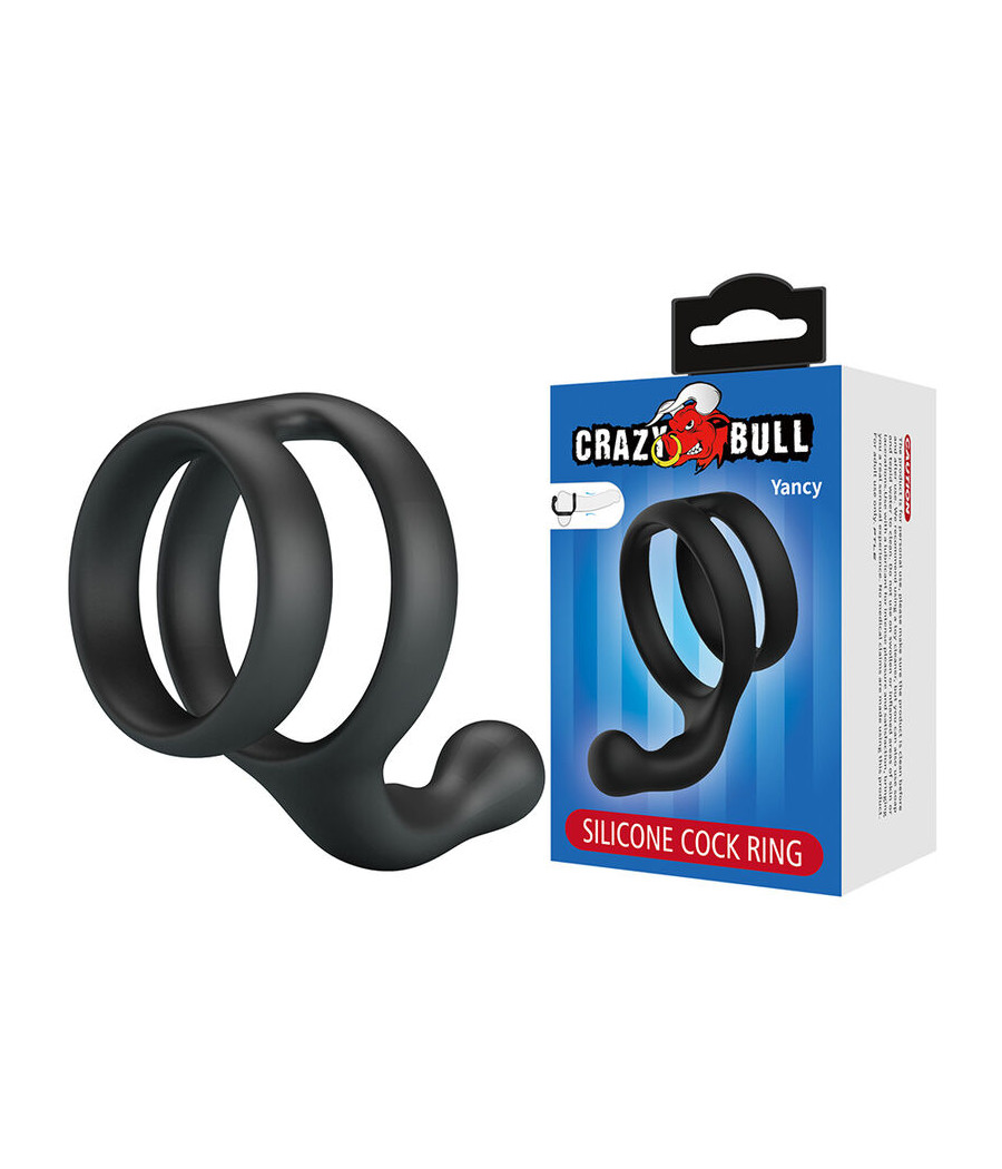 CRAZY BULL - YANCY DOPPIO ANELLO PER PENE E TESTICOLI NERO