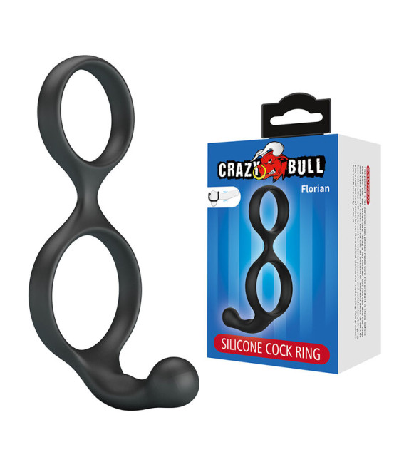 CRAZY BULL - FLORIANISCHER DOPPEL-HORN- UND HODENRING SCHWARZ