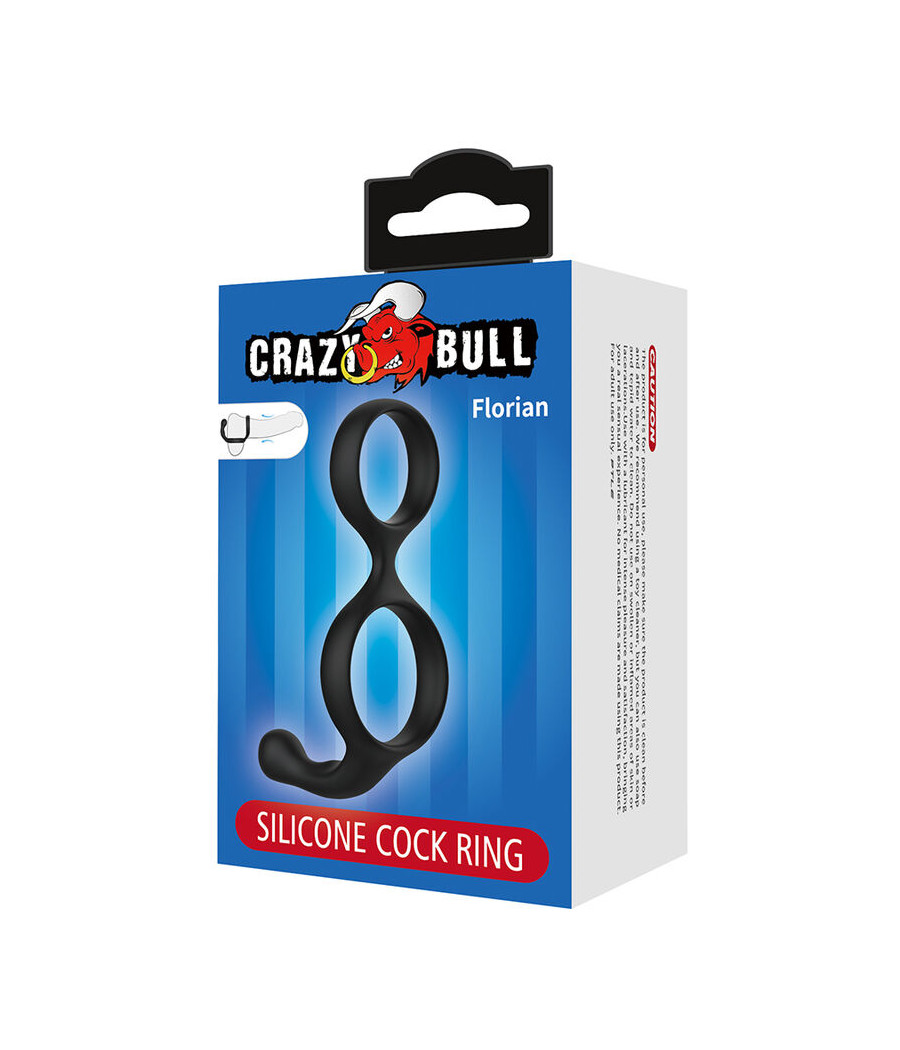 CRAZY BULL - FLORIANISCHER DOPPEL-HORN- UND HODENRING SCHWARZ