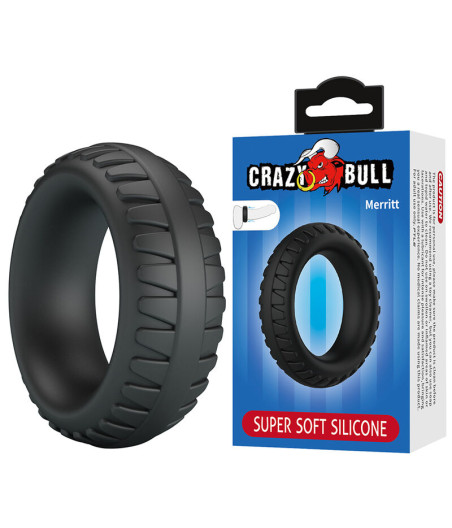 CRAZY BULL - MERRITT TEXTURED SILICONE COCK RING BLACK
