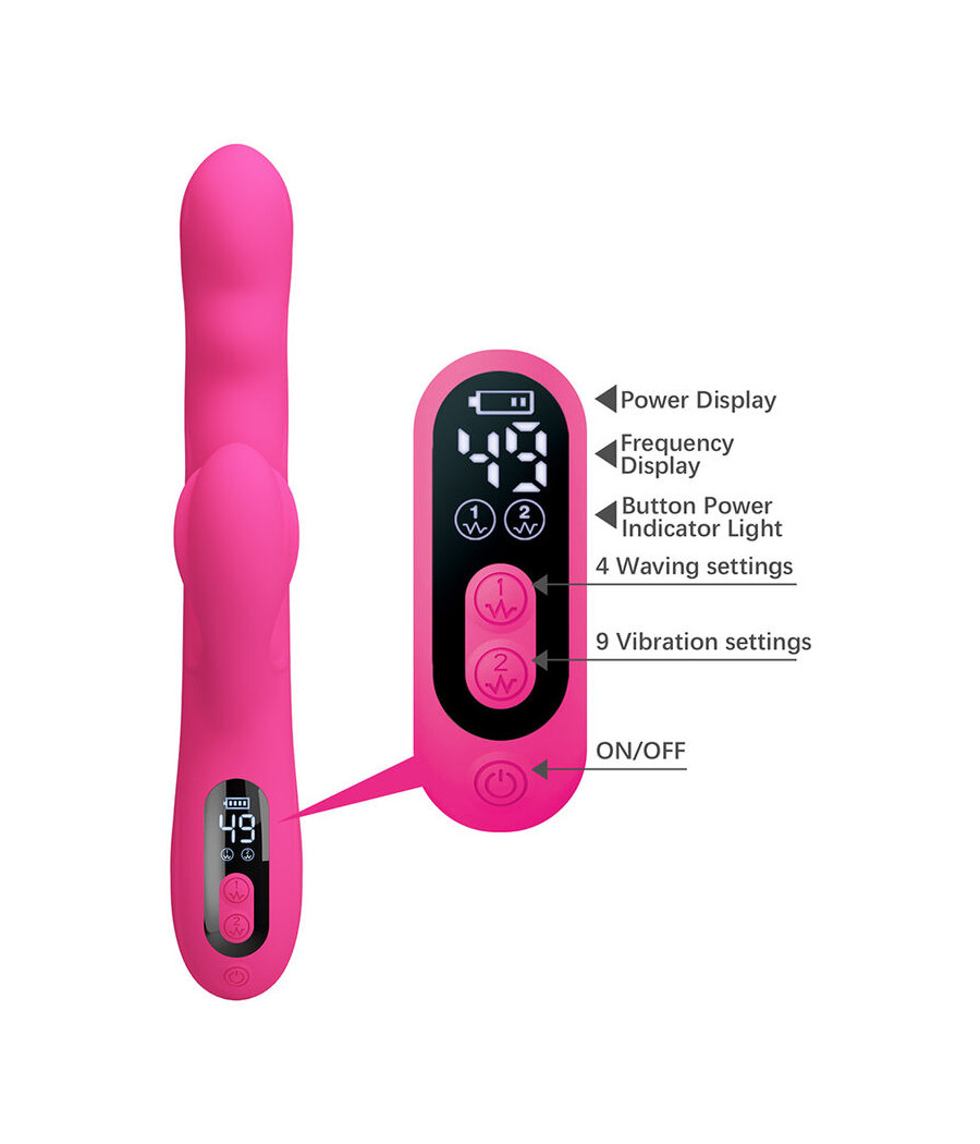PRETTY LOVE - WINTERS VIBRADOR RABBIT MULTIFUNCIÓN CON PANTALLA LED ROSA