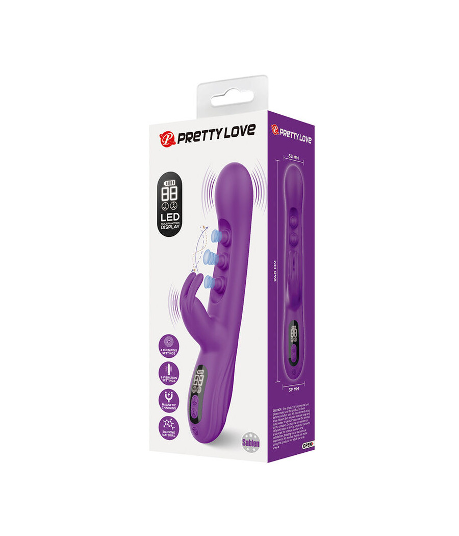 PRETTY LOVE - VIBRATORE A CONIGLIO SABIEN CON STIMOLAZIONE A PERCUSSIONE E LED VIOLA