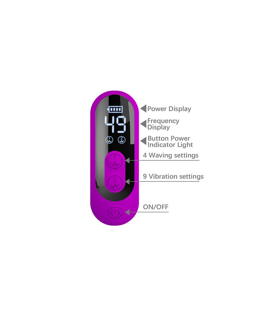 PRETTY LOVE - VIBRADOR OSCILATIVO YALANDA RABBIT COM DISPLAY DE LED ROXO