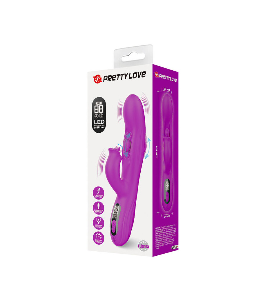 PRETTY LOVE - YALANDA RABBIT OSCILLATING VIBRATOR WITH LED DISPLAY PURPLE