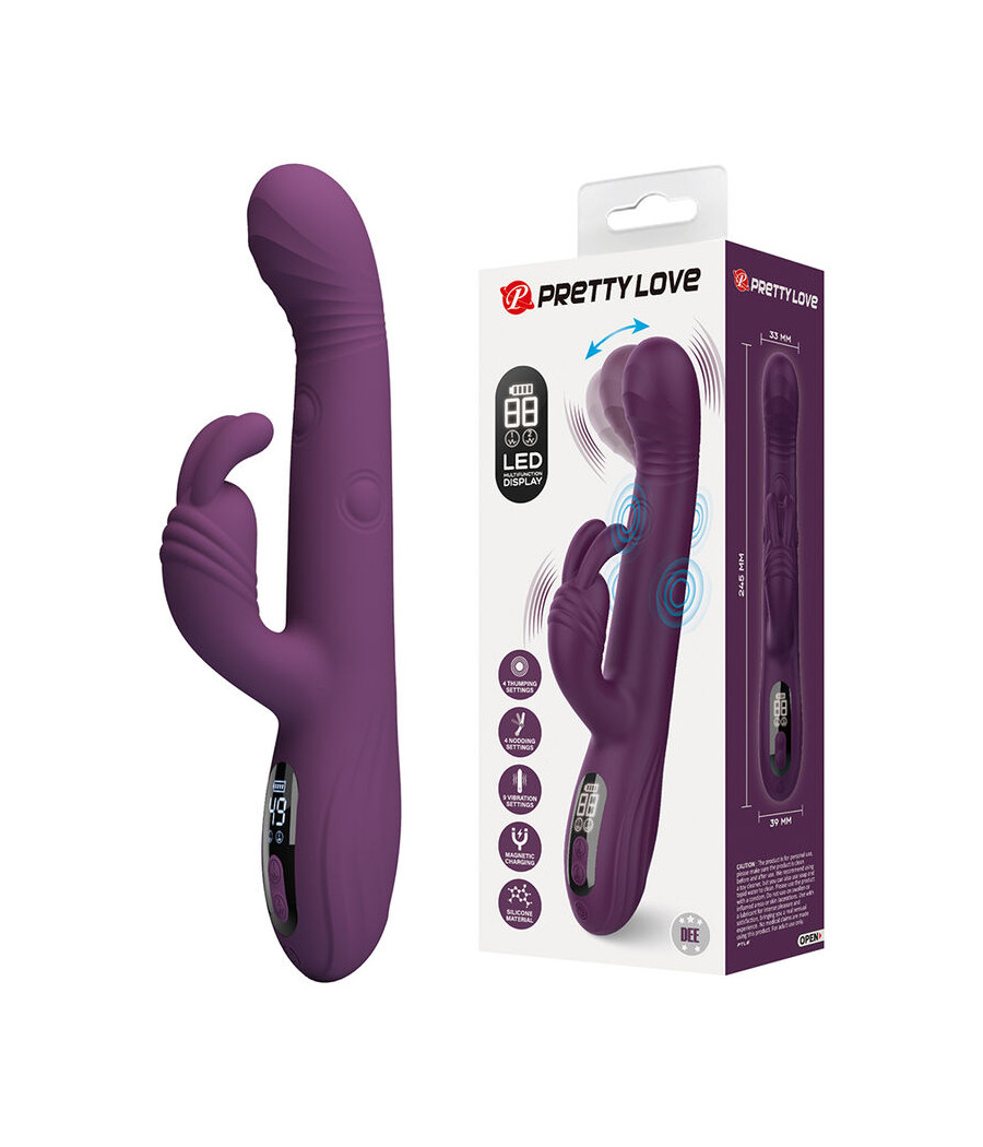 PRETTY LOVE - DEE VIBRADOR RABBIT MULTIFUNCIÓN OSCILANTE Y PERCUTOR MORADO
