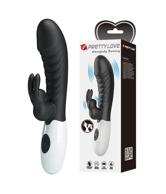 PRETTY LOVE - VIBRADOR COELHO NAUGHTY BUNNY COM 30 FUNÇÕES PRETO