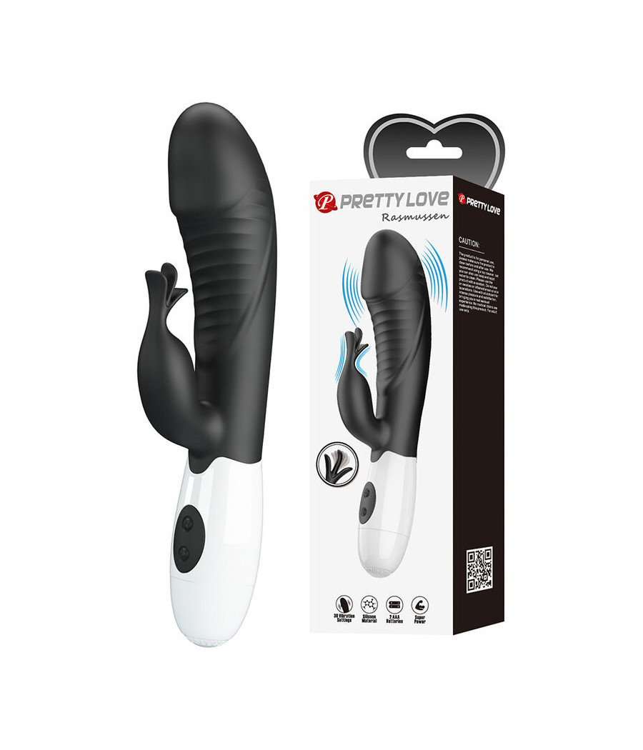 PRETTY LOVE - VIBRATORE A CONIGLIO RASMUSSEN 30 FUNZIONI NERO