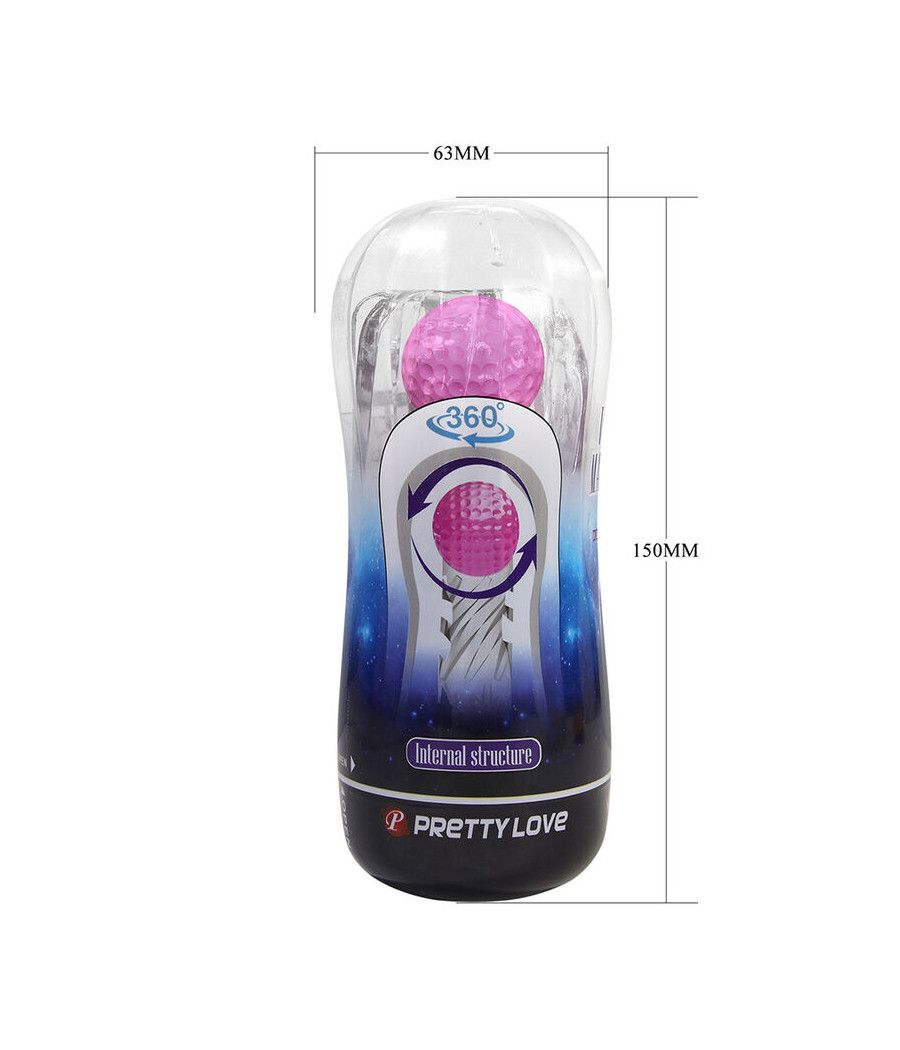 PRETTY LOVE - MASTURBADOR CUP 360º TEXTURIZADO TRANSPARENTE