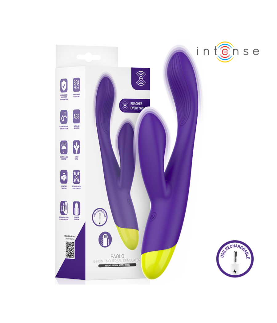 INTENSE - STIMULATEUR LAPIN RECHARGEABLE PAOLO POUR LE POINT G ET LE CLITORIS