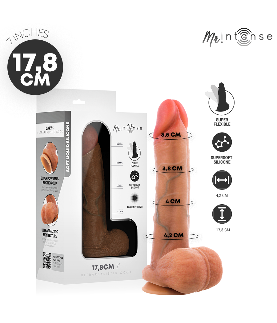 MR INTENSE – GARY S ULTRAREALISTISCHER SILIKON-PENIS MIT HODEN 17,8 CM – Ø – 4,2 CM