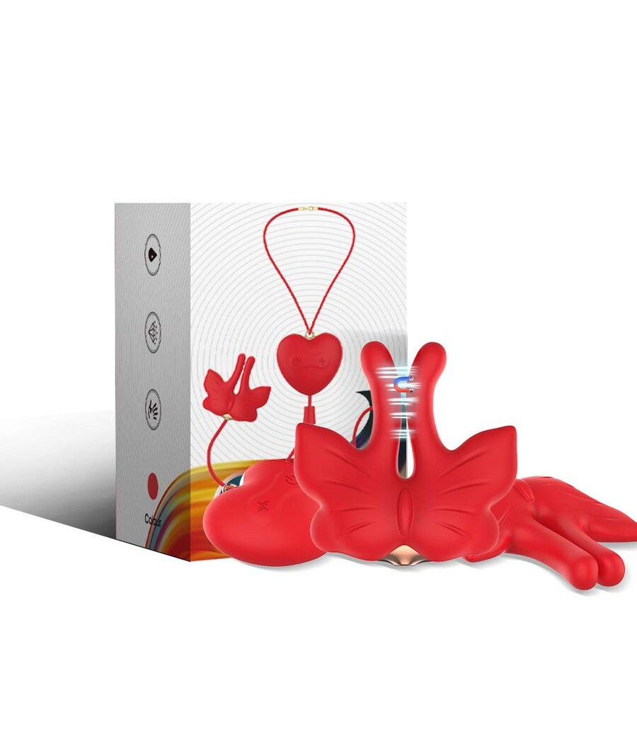 ARMONY - PINZAS PARA PEZONES MAGNÉTICA CON VIBRACIÓN FORMA MARIPOSA ROJO