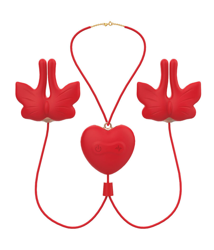 ARMONY - GRAMPOS MAGNÉTICOS PARA MAMILOS COM VIBRAÇÃO FORMATO BORBOLETA VERMELHO