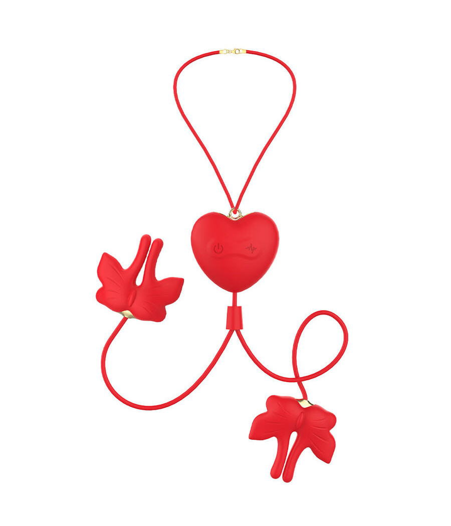 ARMONY - MAGNETISCHE NIPPELKLEMMEN MIT VIBRATION SCHMETTERLINGSFORM ROT