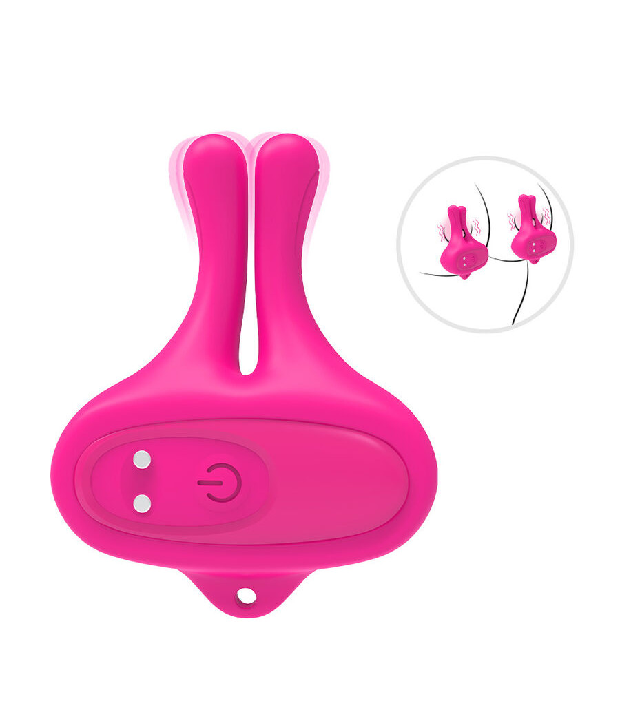 ARMONY - PINZAS PARA PEZONES MAGNÉTICA CON VIBRACIÓN FORMA CONEJO ROSA