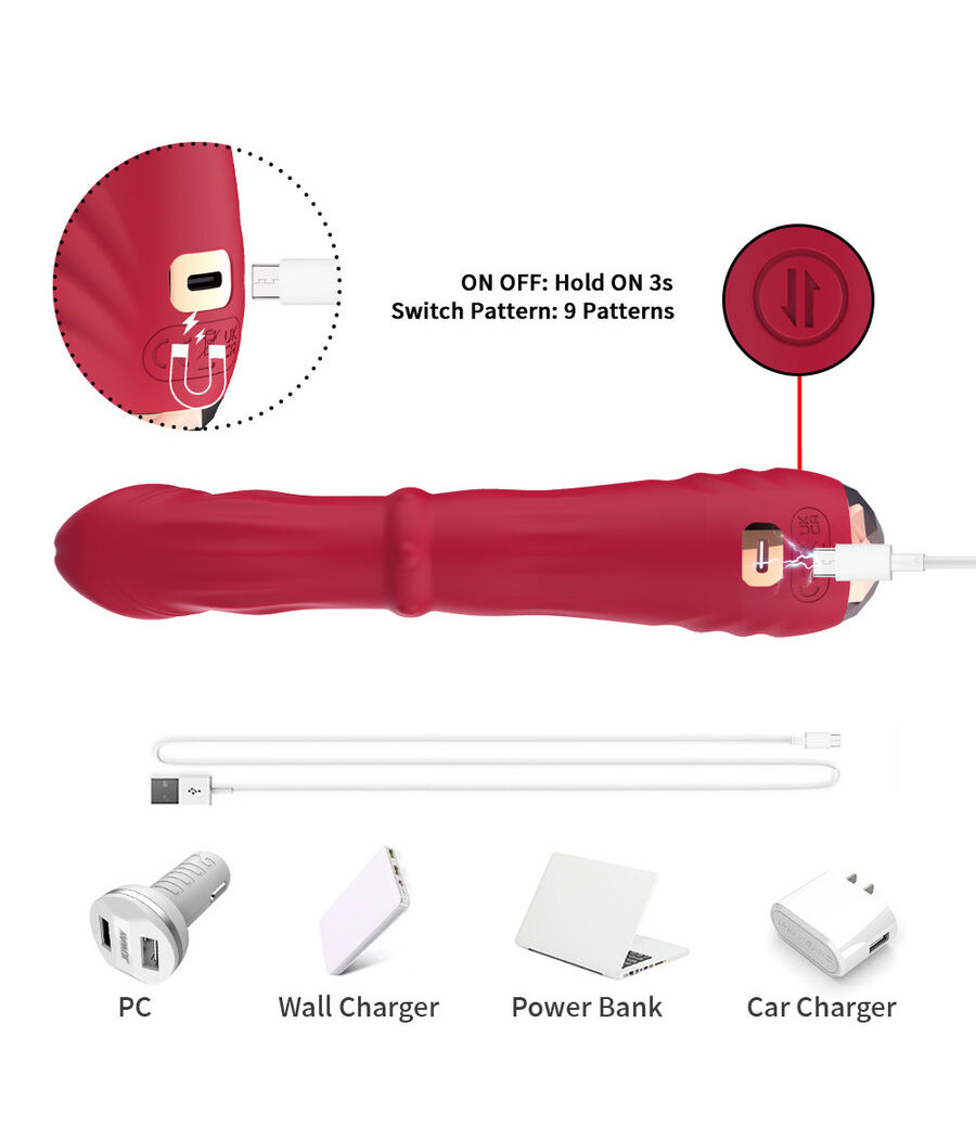 ARMONY - VIBRADOR ESTIMULADOR TERMO-AJUSTÁVEL POINT A DILDO VERMELHO