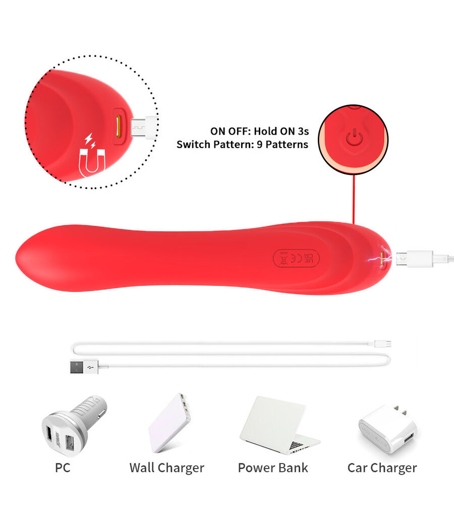 ARMONY - VIBRADOR ESTIMULADOR PUNTO G Y CLÍTORIS CON LENGUA OSCILANTE ROJO