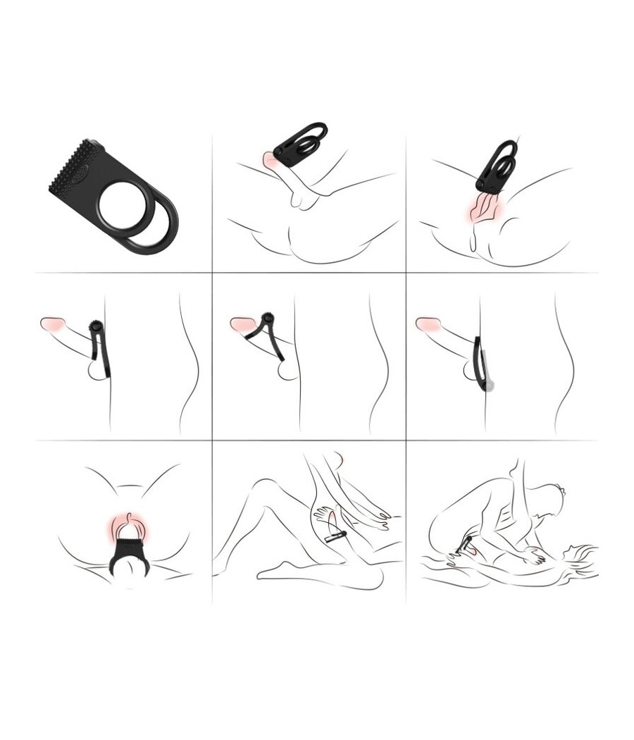ARMONY - TWINS ANILLO DOBLE VIBRADOR PAREJAS NEGRO