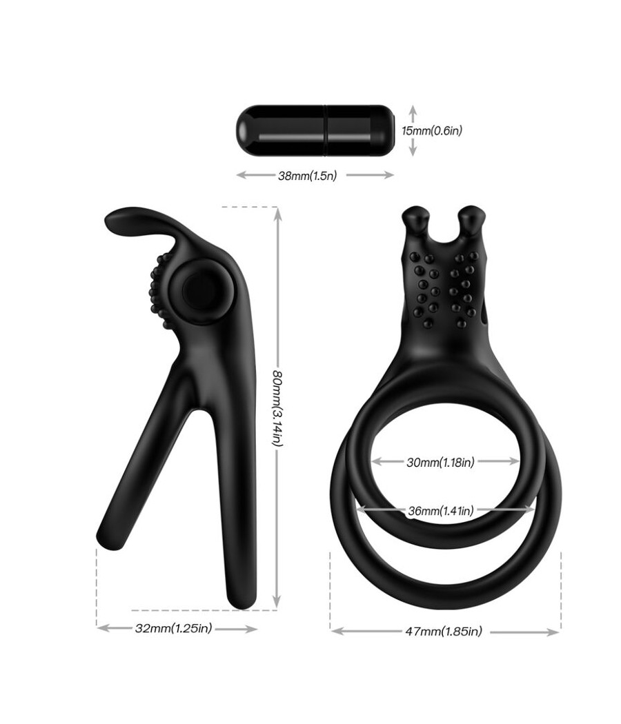 ARMONY - TRAVELLER DOPPEL-VIBRATORRING FÜR PAARE RABBIT SCHWARZ