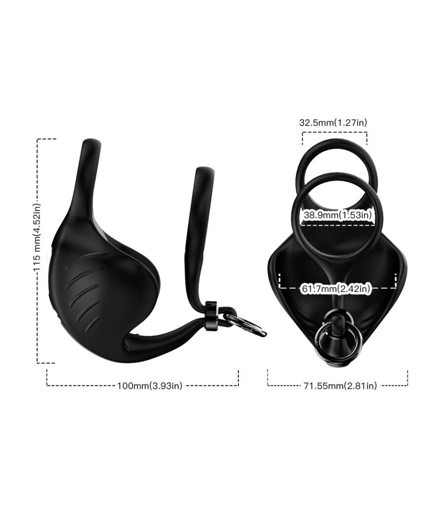 ARMONY - MANTA ANILLO VIBRADOR TESTÍCULOS CONTROL REMOTO NEGRO