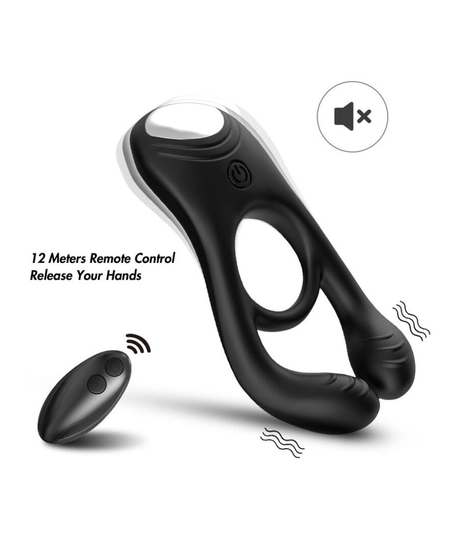 ARMONY - VEYRON ANILLO VIBRADOR DOBLE PINZA CONTROL REMOTO NEGRO