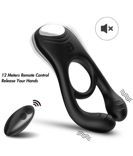 ARMONY - VEYRON ANILLO VIBRADOR DOBLE PINZA CONTROL REMOTO NEGRO