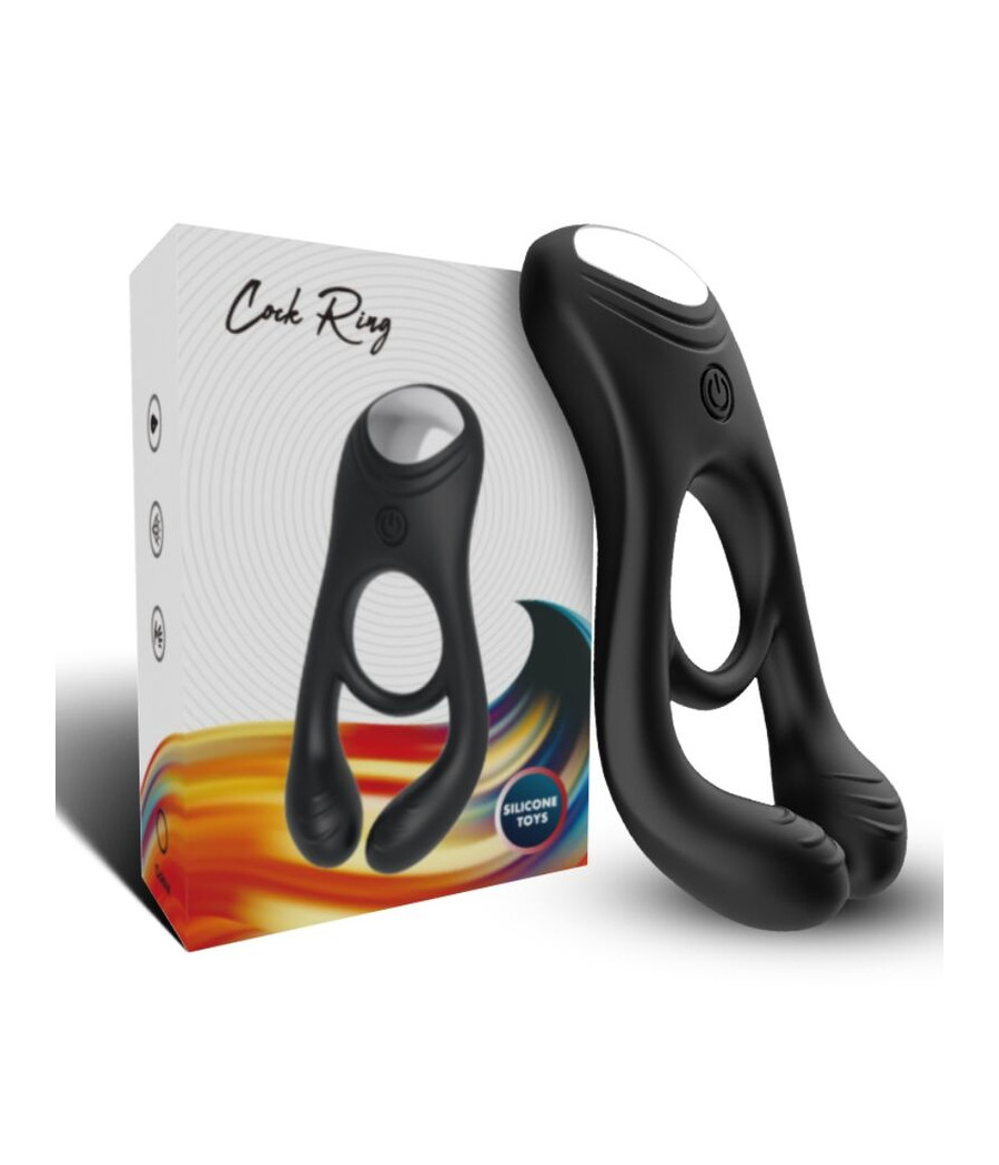 ARMONY - ANEL VIBRADOR DUPLO VEYRON PARA CASAIS COM CONTROLE REMOTO PRETO