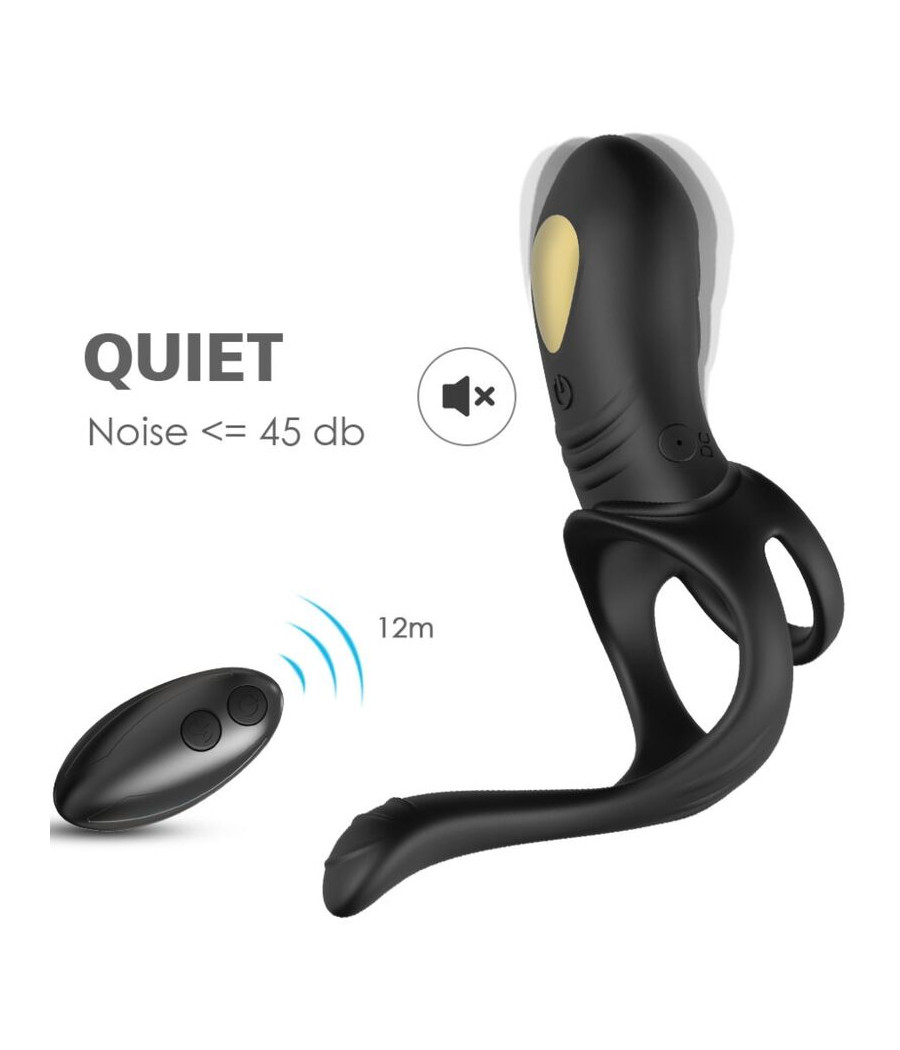 ARMONY - JOY JUMPER RING VIBRADOR PARA CASAIS E PLUG ANAL CONTROLE REMOTO PRETO