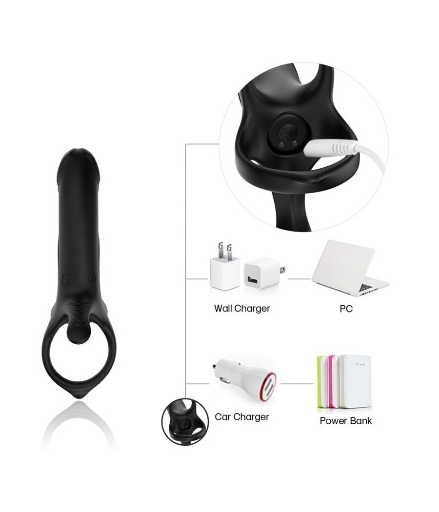 ARMONY - DILDO COM ANEL E VIBRADOR PRETO