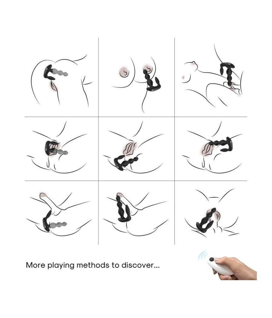 ARMONY - VIBRADOR E ESTIMULADOR MANFUN PLUG ANAL CONTROLE REMOTO PRETO
