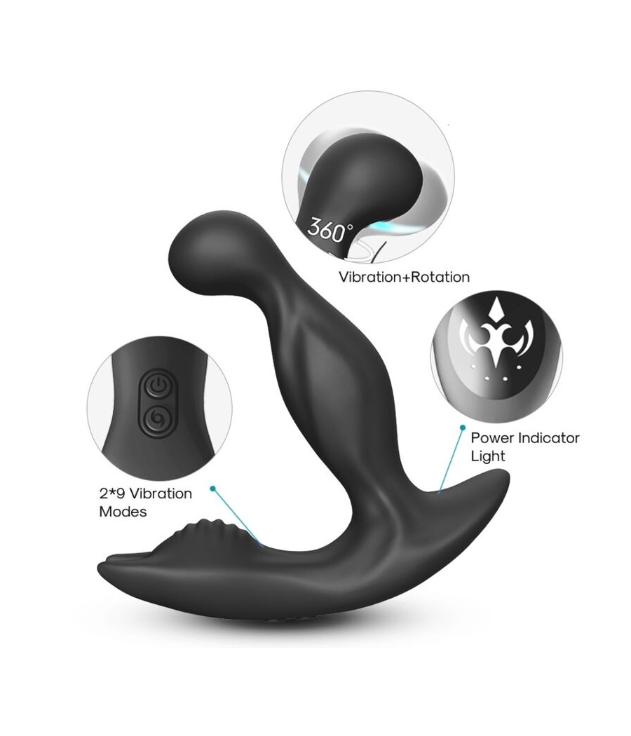 ARMONY - BAT KING VIBRADOR ANAL PROSTATA ROTADOR CONTROL REMOTO NEGRO