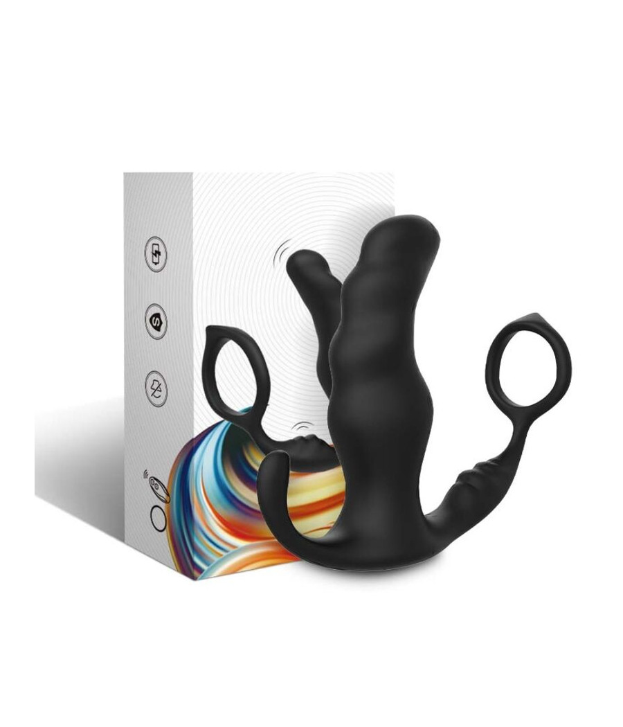 ARMONY - KNIGHT VIBRADOR ANAL PRÓSTATA E ANEL CONTROLE REMOTO PRETO