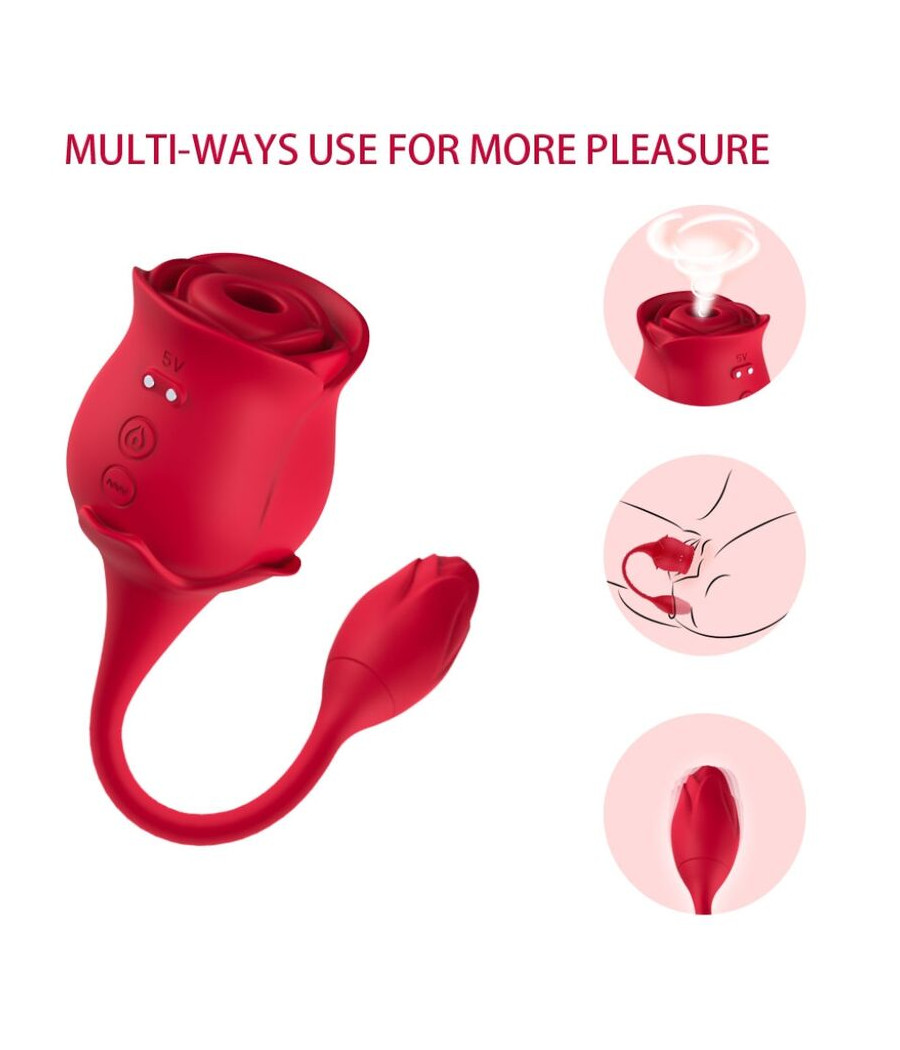 ARMONY - SUCKER DE CLITÓRIS ROSA E VIBRADOR 10 MODOS VERMELHO