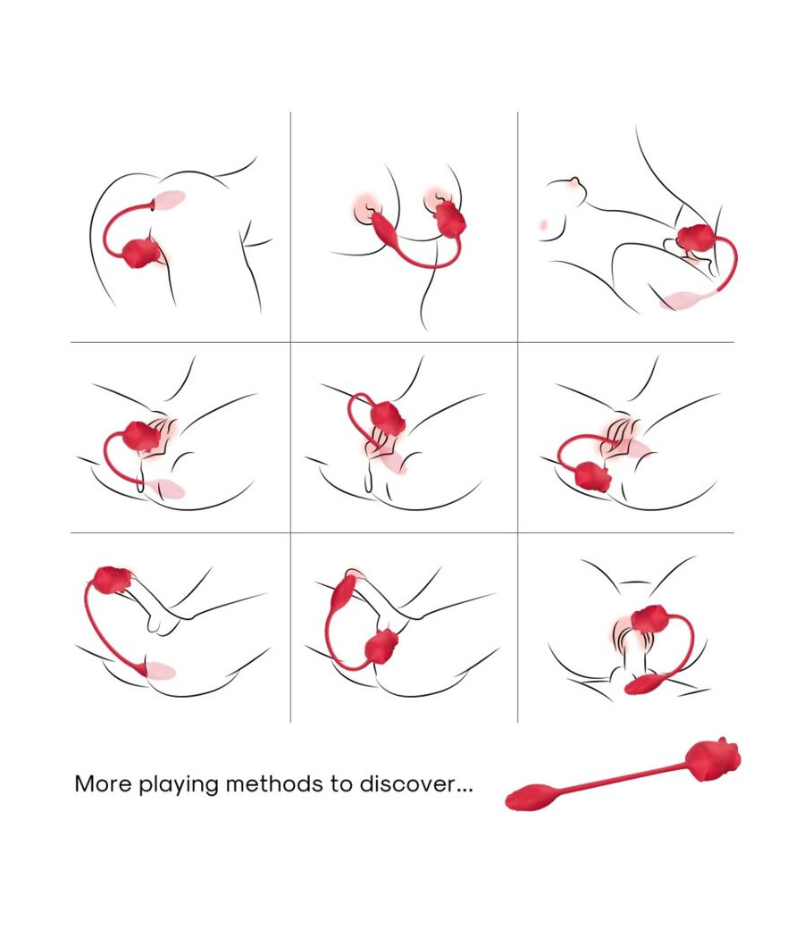ARMONY - ROSA 2 EN 1 ESTIMULADOR SUCCIONADOR & VIBRADOR 10 MODOS CON COLA ROJO