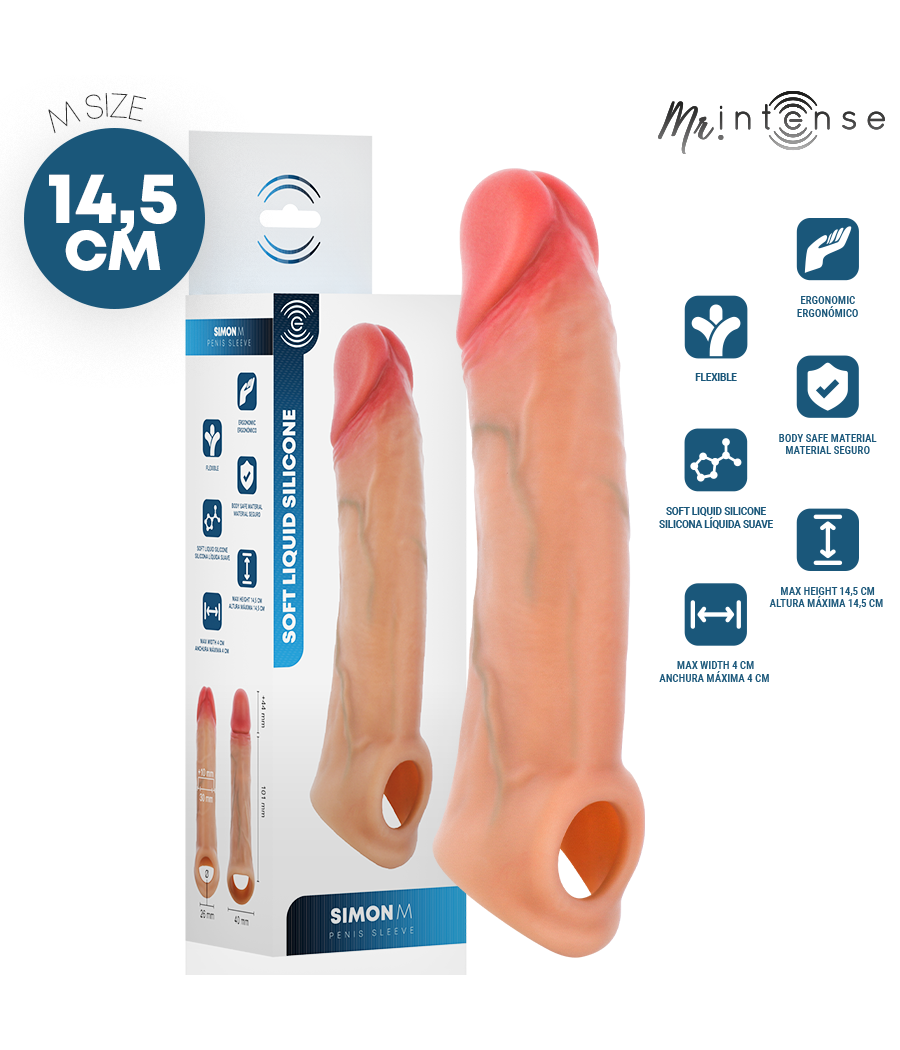 MR INTENSE - SIMON M CAPA DE SILICONE PARA PÊNIS 14,5 CM -Ø- 4 CM