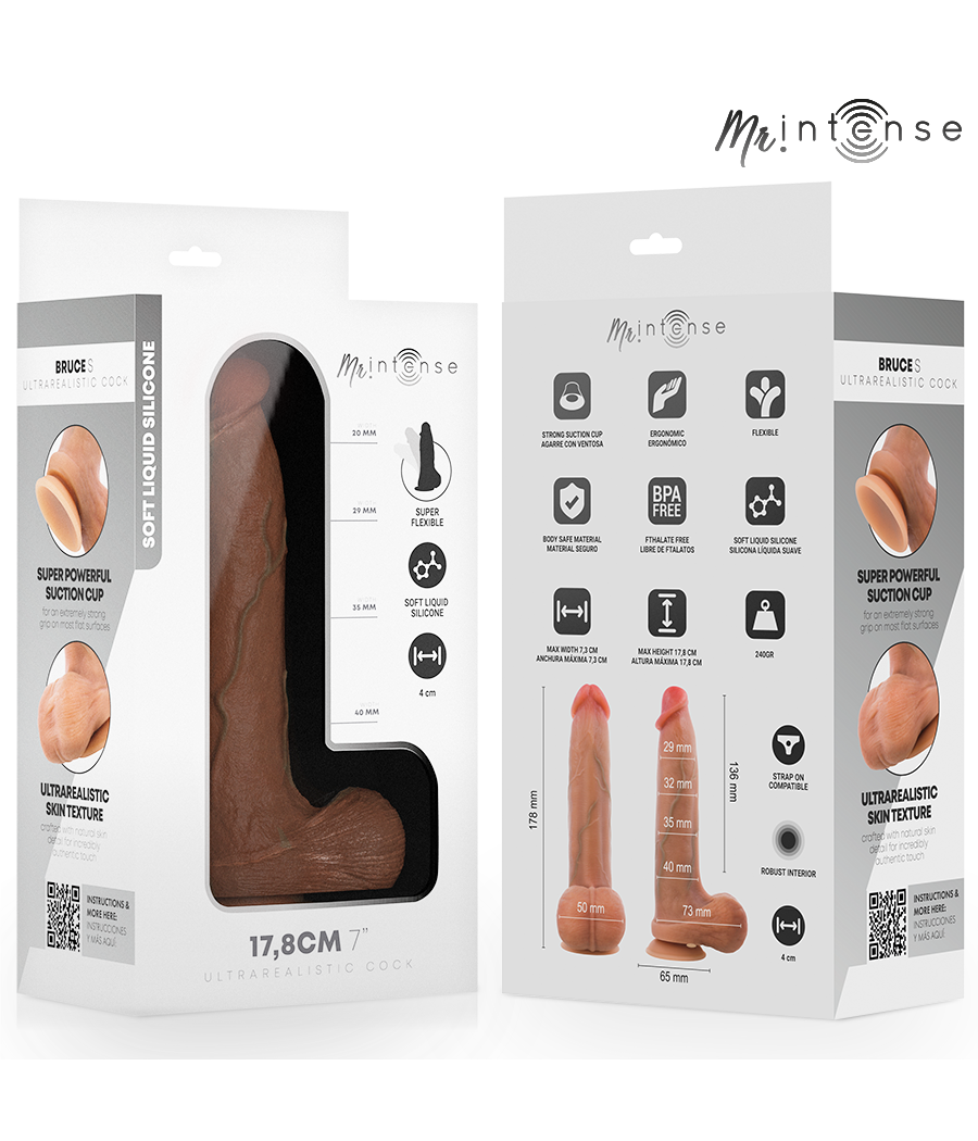 MR INTENSE - BRUCE S GODEMICHET EN SILICONE AVEC TESTICULES 17,8 CM -Ø- 4 CM