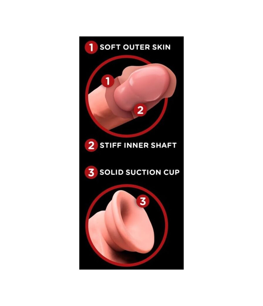 KING COCK PLUS - DILDO REALISTA TRIPLE DENSIDAD CON TESTÍCULOS OSCILANTES 23 CM COLOR NATURAL
