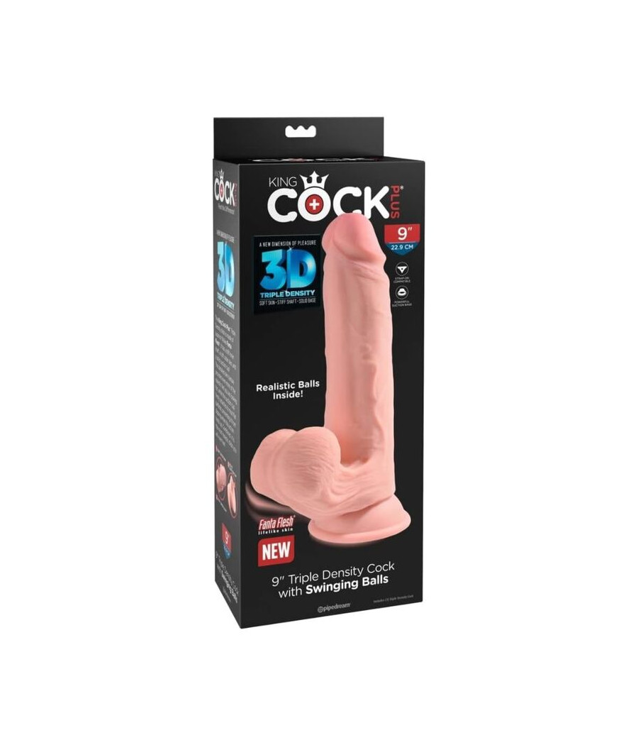 KING COCK PLUS - DILDO REALISTICO A TRIPLA DENSITÀ CON TESTICOLI OSCILLANTI 23 CM CARNE