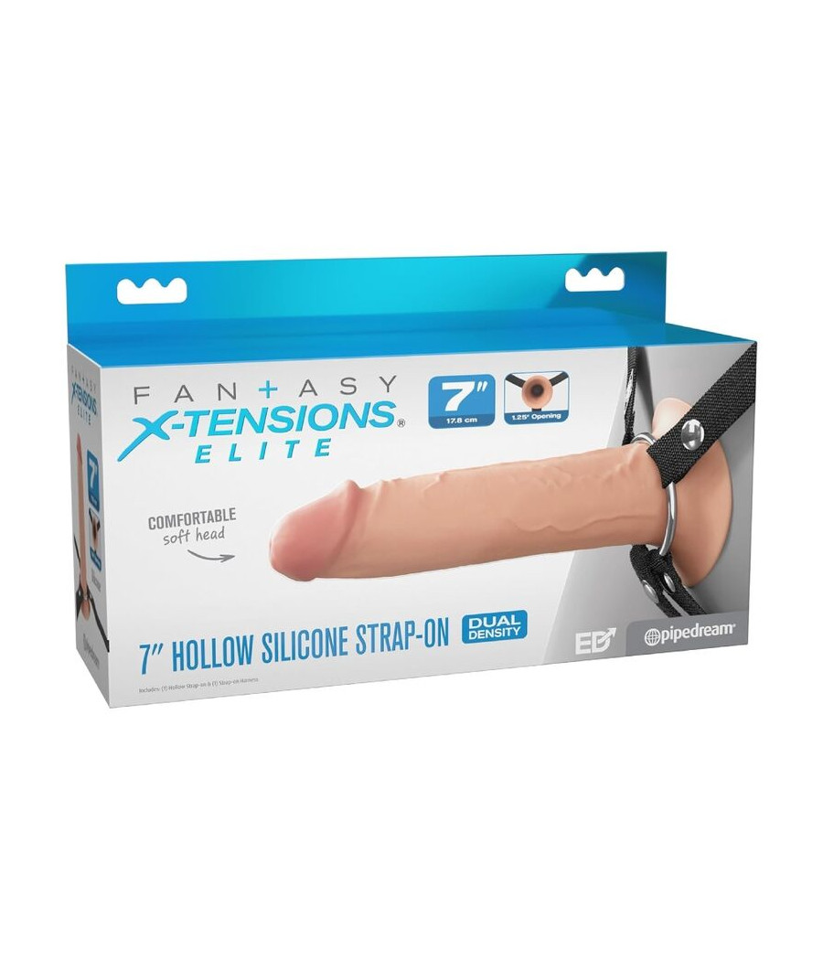 FANTASY X-TENSIONS ELITE - STRAP-ON EN SILICONE CREUX DE 17,8 CM