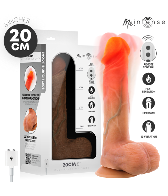 MR INTENSE - LOGAN VIBRATOR DILDO SILIKON MIT WÄRMEEFFEKT UND FERNBEDIENUNG 20 CM -Ø- 4,1 CM