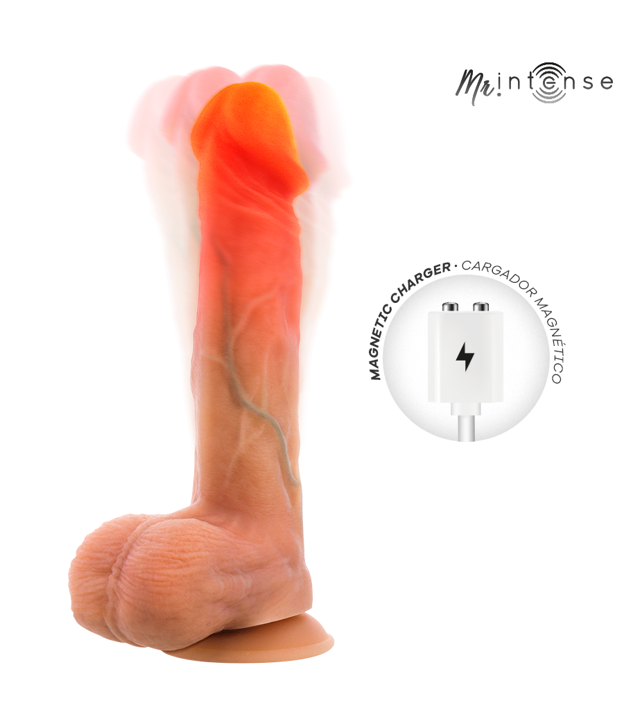 MR INTENSE - DILDO VIBRANTE LOGAN IN SILICONE CON EFFETTO CALORE E TELECOMANDO 20 CM -Ø- 4,1 CM