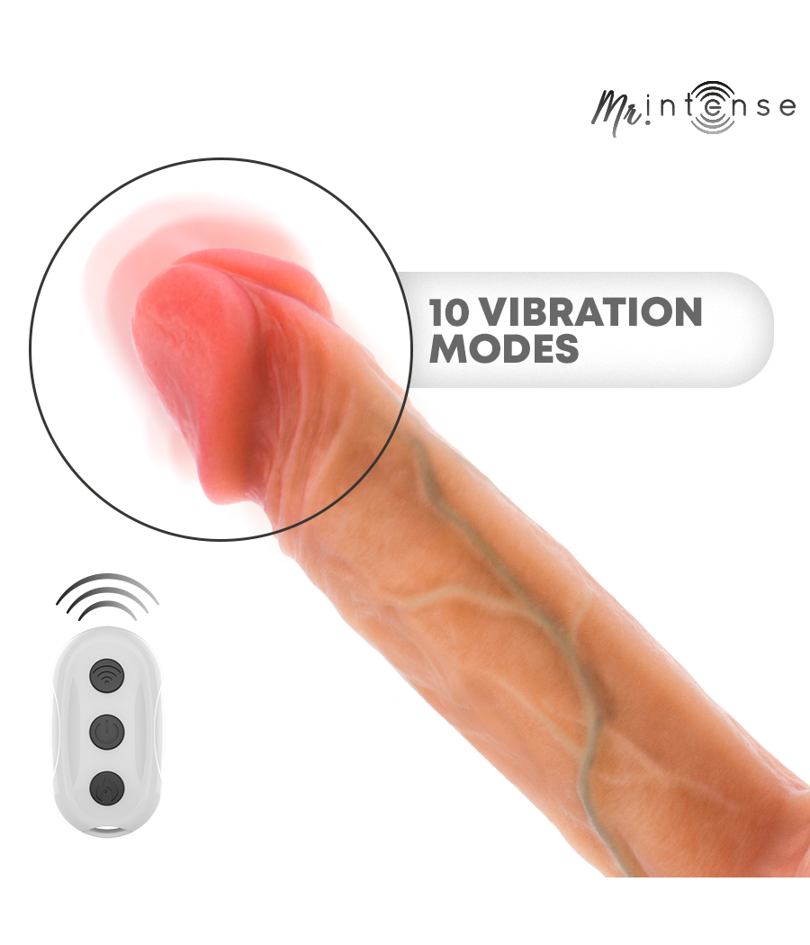 MR INTENSE - LOGAN VIBRATOR DILDO SILIKON MIT WÄRMEEFFEKT UND FERNBEDIENUNG 20 CM -Ø- 4,1 CM