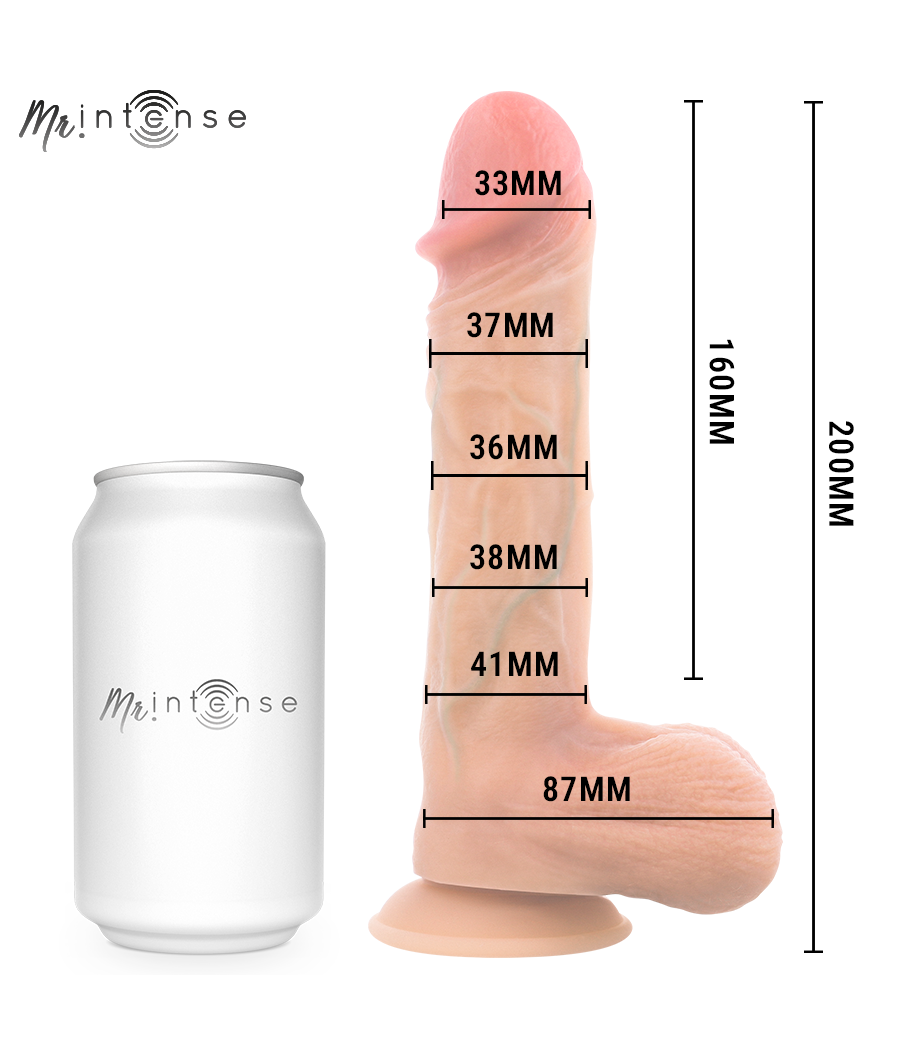 MR INTENSE - DILDO VIBRANTE LOGAN IN SILICONE CON EFFETTO CALORE E TELECOMANDO 20 CM -Ø- 4,1 CM