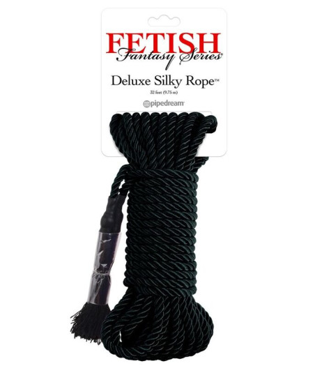 FETISH FANTASY SERIES - CUERDA DE SEDA DELUXE NEGRA 9,75 M