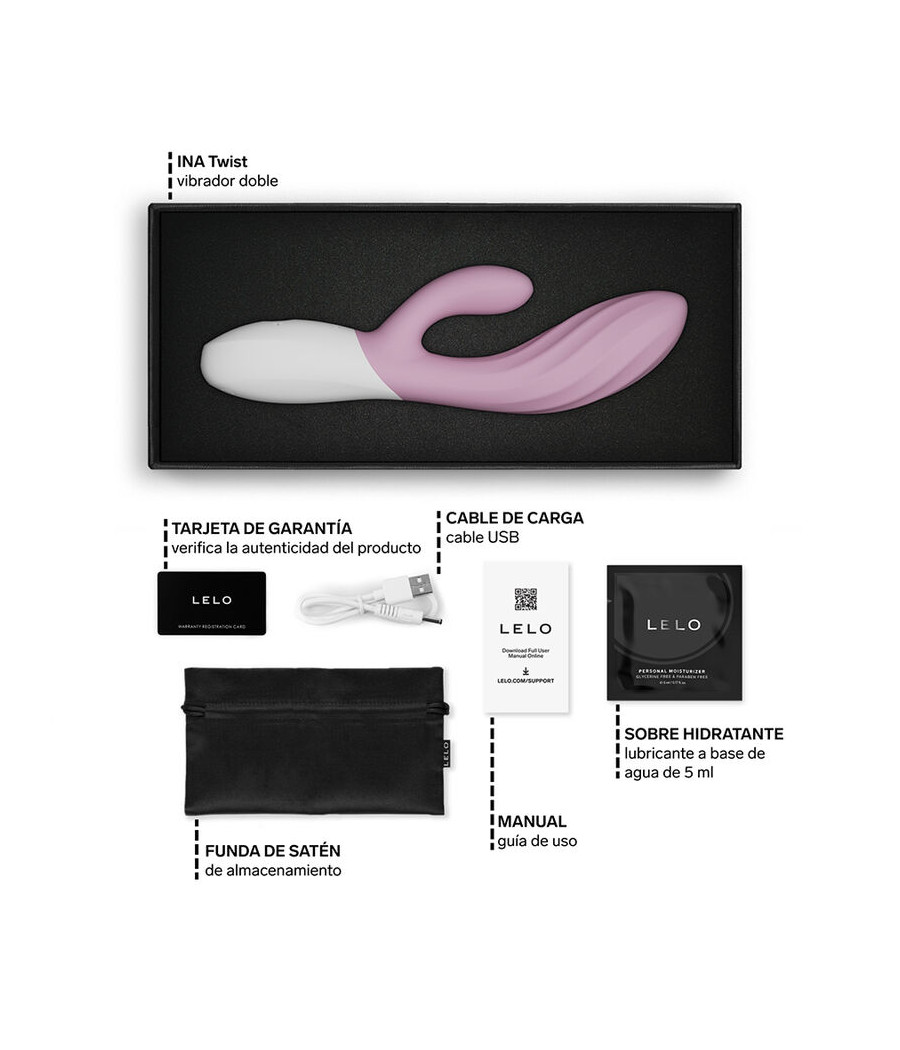 LELO - INA TWIST VIBRADOR RABBIT PUNTO G Y CLÍTORIS ROSA